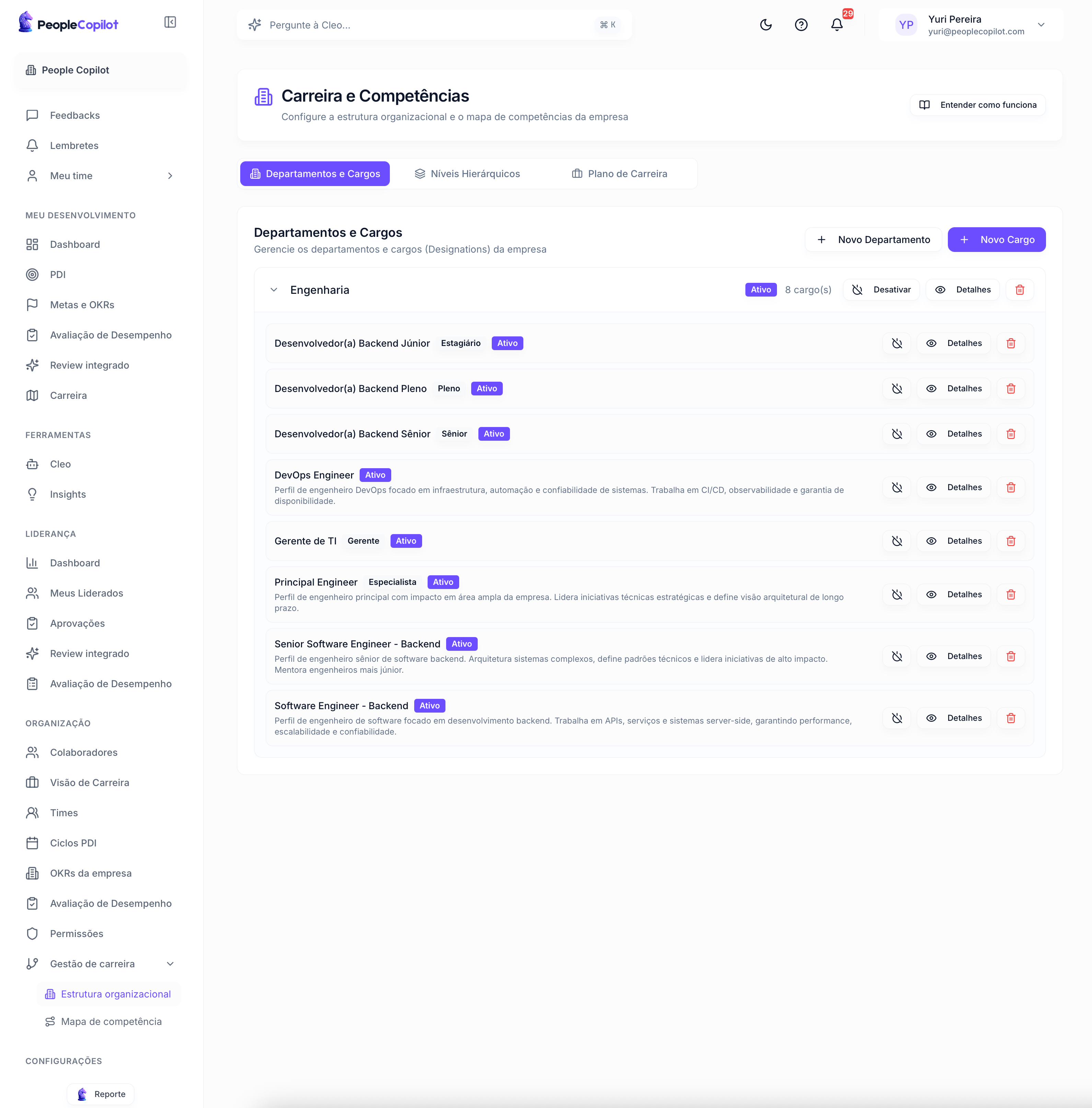 Interface Plano de Carreira — preview — 4 de 5