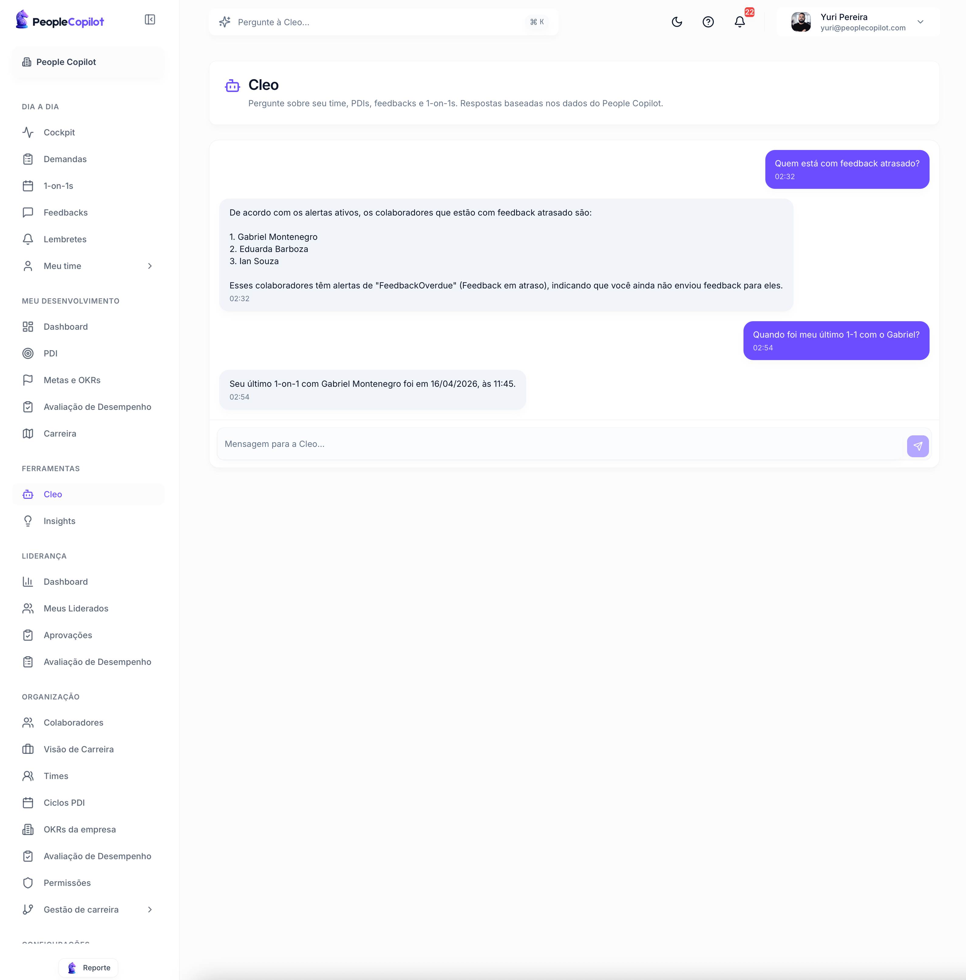 Interface Cleo — preview