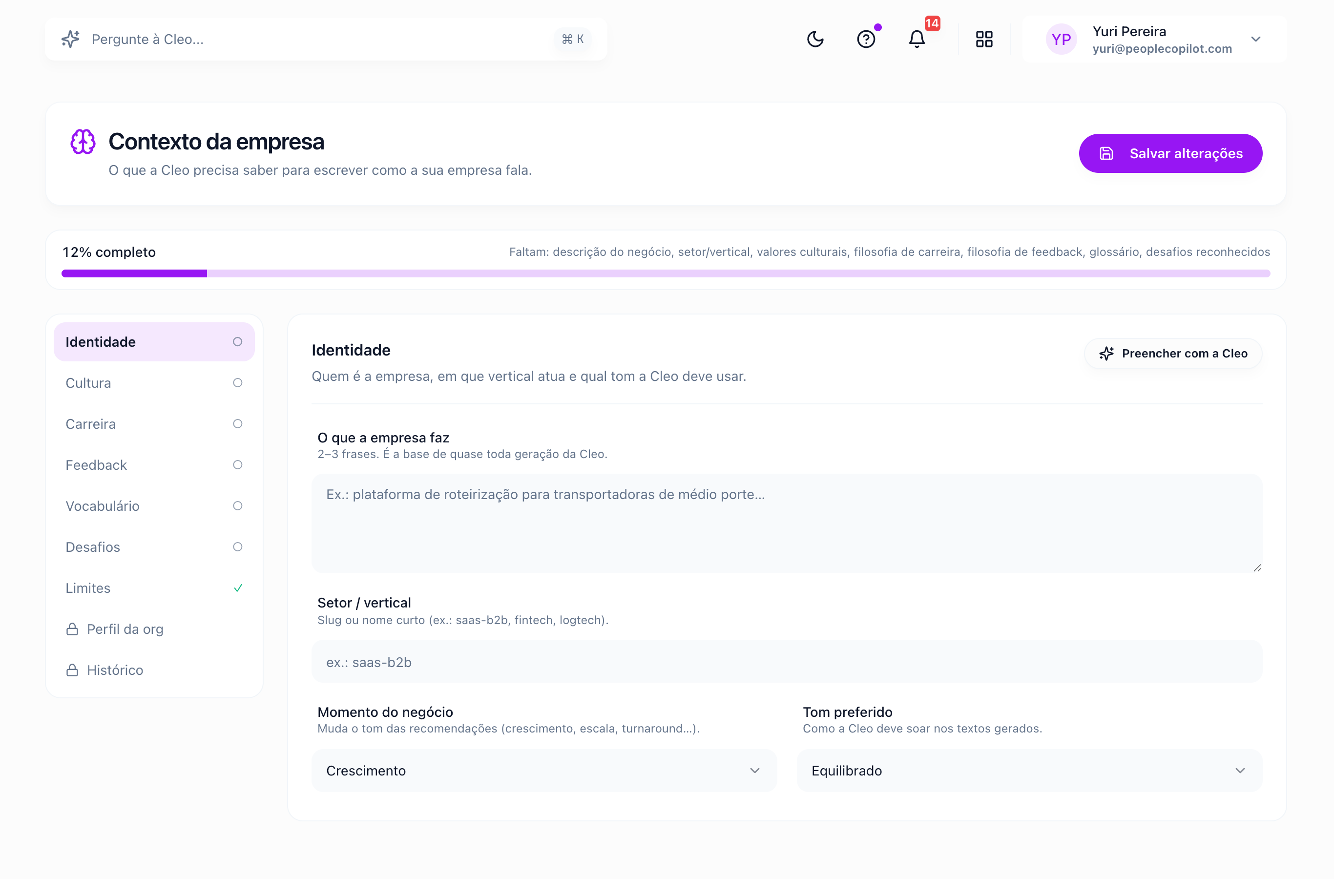 Interface Contexto organizacional